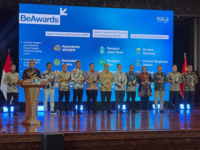 ATR/BPN Raih Penghargaan Instansi dengan Penggunaan TTE Paling Masif di Be Award 2025