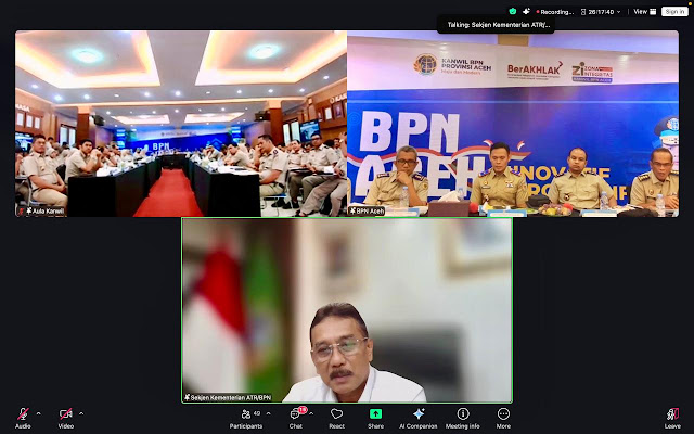 Sekjen ATR/BPN Tekankan Evaluasi Kinerja Berbasis Kualitas pada Rakerda BPN Aceh